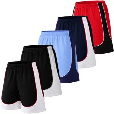 Jump Start Men's Moisture Wicking Performance Mesh Shorts With Pockets -5 Pack In Multi