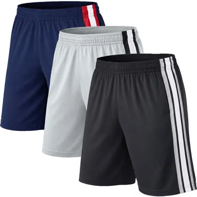 Jump Start Men's Moisture Wicking Performance Mesh Shorts-3 Pack In Multi