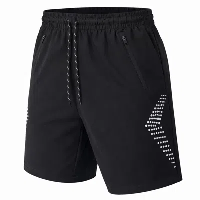 Jump Start Men's Performance Training Shorts With Zipper Pockets In Black