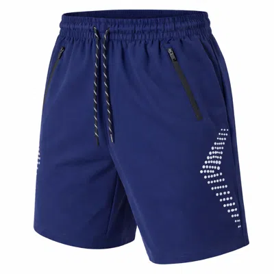 Jump Start Men's Performance Training Shorts With Zipper Pockets In Blue