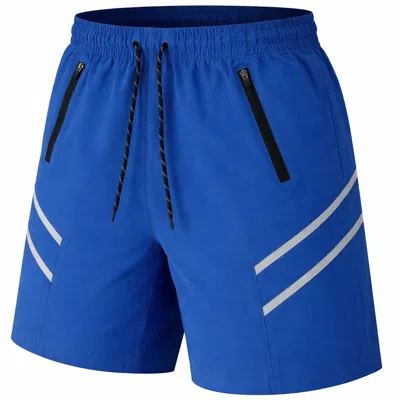 Jump Start Men's Performance Training Shorts With Zipper Pockets In Blue