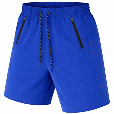 Jump Start Men's Performance Training Shorts With Zipper Pockets In Blue