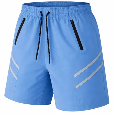 Jump Start Men's Performance Training Shorts With Zipper Pockets In Blue