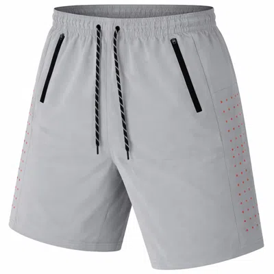 Jump Start Men's Performance Training Shorts With Zipper Pockets In Gray