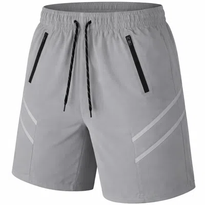 Jump Start Men's Performance Training Shorts With Zipper Pockets In Gray