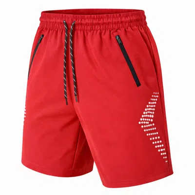 Jump Start Men's Performance Training Shorts With Zipper Pockets In Red
