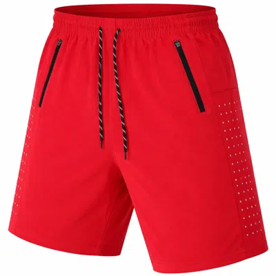 Jump Start Men's Performance Training Shorts With Zipper Pockets In Red