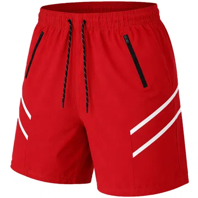 Jump Start Men's Performance Training Shorts With Zipper Pockets In Red
