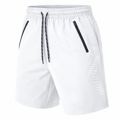 Jump Start Men's Performance Training Shorts With Zipper Pockets In White