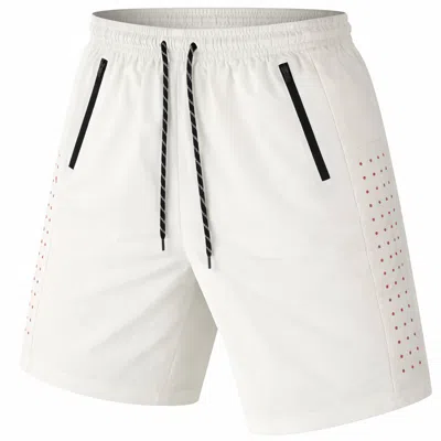 Jump Start Men's Performance Training Shorts With Zipper Pockets In White