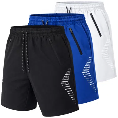 Jump Start Men's Performance Training Shorts With Zipper Pockets-3 Pack In Multi