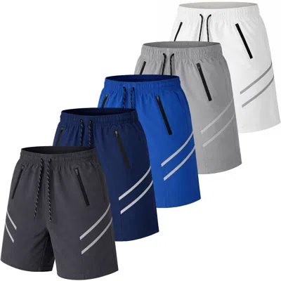 Jump Start Men's Performance Training Shorts With Zipper Pockets-5 Pack In Multi