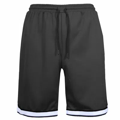 Jump Start Men's Premium Active Moisture Wicking Workout Mesh Shorts With Trim In Black