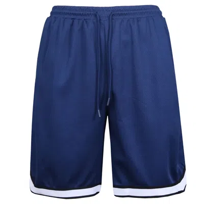 Jump Start Men's Premium Active Moisture Wicking Workout Mesh Shorts With Trim In Blue