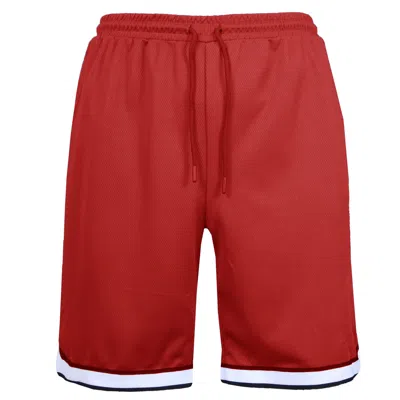 Jump Start Men's Premium Active Moisture Wicking Workout Mesh Shorts With Trim In Red