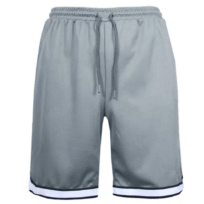 Jump Start Men's Premium Active Moisture Wicking Workout Mesh Shorts With Trim In Silver
