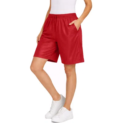 Jump Start Women's Loose Fit Moisture-wicking Performance Dazzle Shorts In Red