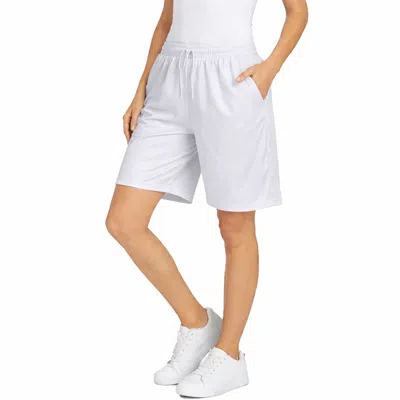 Jump Start Women's Loose Fit Moisture-wicking Performance Dazzle Shorts In White