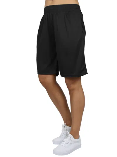 Jump Start Women's Moisture-wicking Performace Active Mesh Shorts (s-2xl) In Black