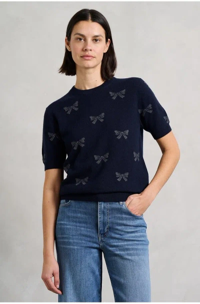Jumper 1234 Bow Short Sleeve Crew In Navy In Blue