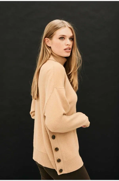 Jumper 1234 Boyfriend Button Roll Collar In Bare Beige In Neutral