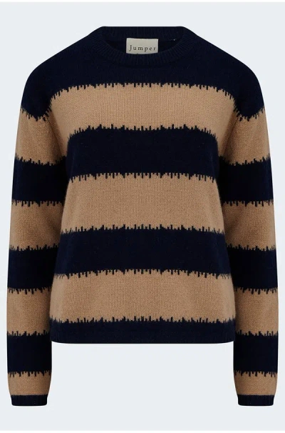 Jumper 1234 Broken Stripe Crew In Navy Sandstone In Multi