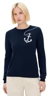 Jumper 1234 Cashmere Anchor Crew Sweater Navy In Navy