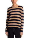 Jumper 1234 Cashmere Stripe Distressed Crew Sweater In Neutral