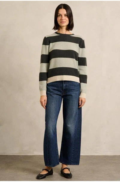Jumper 1234 Contrast Stripe Crew In Breen Sage Jasmine In Green