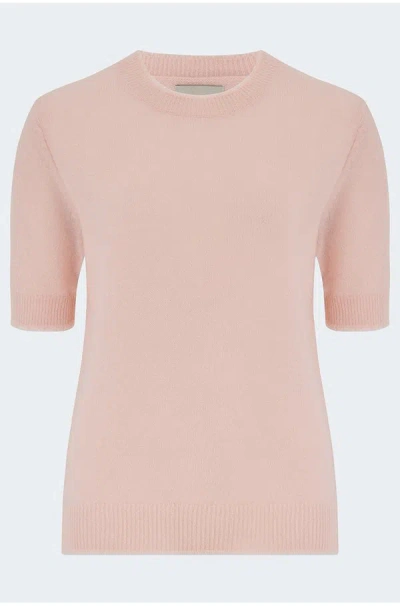Jumper 1234 Distressed Knit T-shirt In Powder Puff In Brown