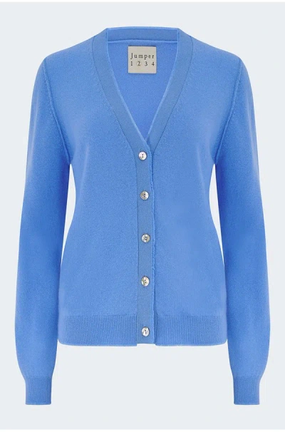 Jumper 1234 Distressed V Neck Cardi In Skylar In Blue