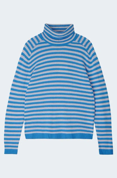 Jumper 1234 Narrow Stripe Roll Collar In Sky Fog In Blue