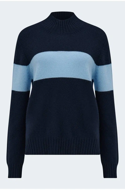 Jumper 1234 One Stripe Turtleneck In Navy Wedgewood