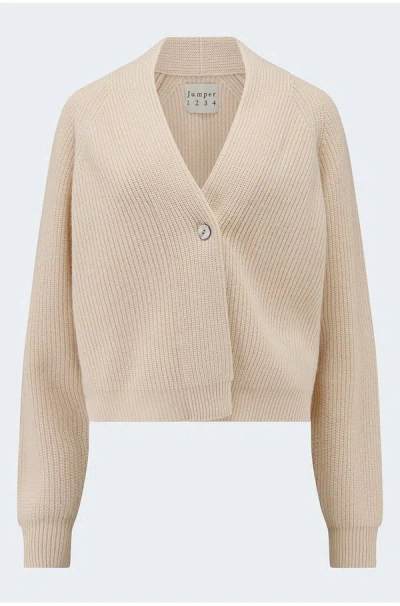 Jumper 1234 Rib Cardigan In Macaroon In Sand