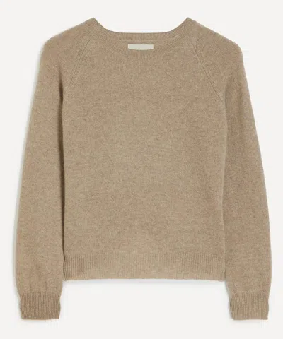 Jumper 1234 Women's Cashmere Crop Crew Light Brown Jumper