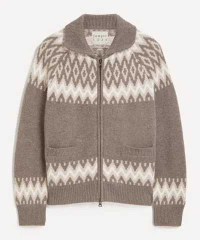 Jumper 1234 Women's Cashmere Wool Ski Zip-up Cardigan