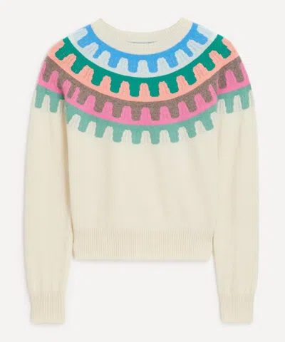 Jumper 1234 Women's Cream Rick Rack Crew Cashmere Jumper