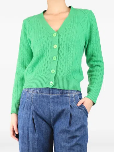 Pre-owned Jumper1234 Cable-knit Cardigan In Green