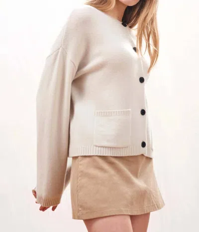 Jumper1234 Cashmere Heavy Crew Cardigan In Stone In White
