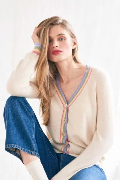 Jumper1234 Cashmere Rainbow Cardigan In Oatmeal In Neutral