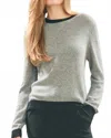 Jumper1234 Contrast Crewneck Sweater In Mid Grey And Black In Multi