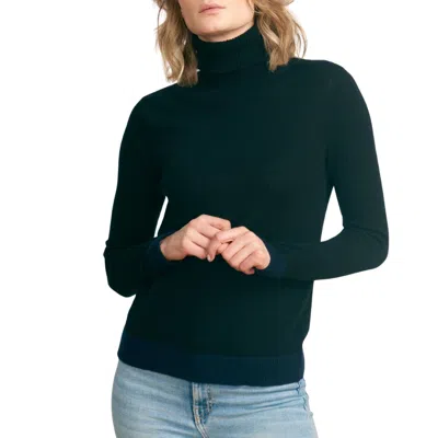 Jumper1234 Contrast Roll Collar Sweater In Black And Navy In Multi