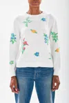 Jumper1234 Flower Crew Sweatshirt In White Multi In Multi