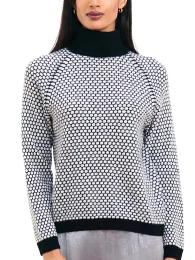 Jumper1234 Honeycomb Roll Collar Sweater In Black Marble