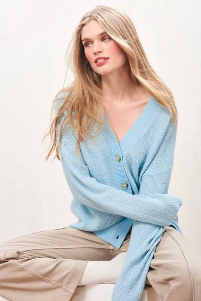 Jumper1234 Lurex Birdseye Cardigan In Mineral Silver/light Blue Silver