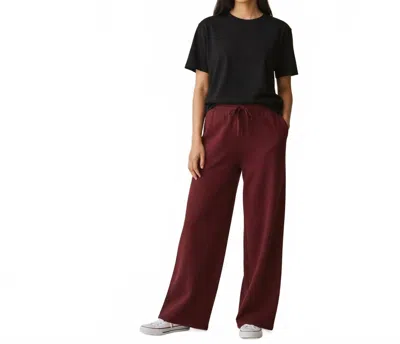 Jumper1234 Merino Wide Leg Joggers In Burgundy In Brown