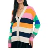 Jumper1234 Multi Stripe Boyfriend Cardigan In Buff In Orange