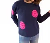Jumper1234 Navy Cashmere Sweater With Hearts In Navy Blue In Black