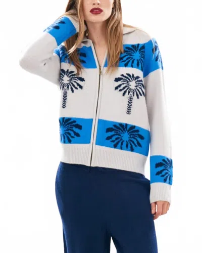 Jumper1234 Palm Cardigan In Fog Shark & Azure In White