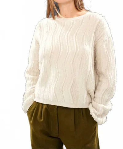 Jumper1234 Raw Cut Cable Crew Jumper In Jasmine In Neutral